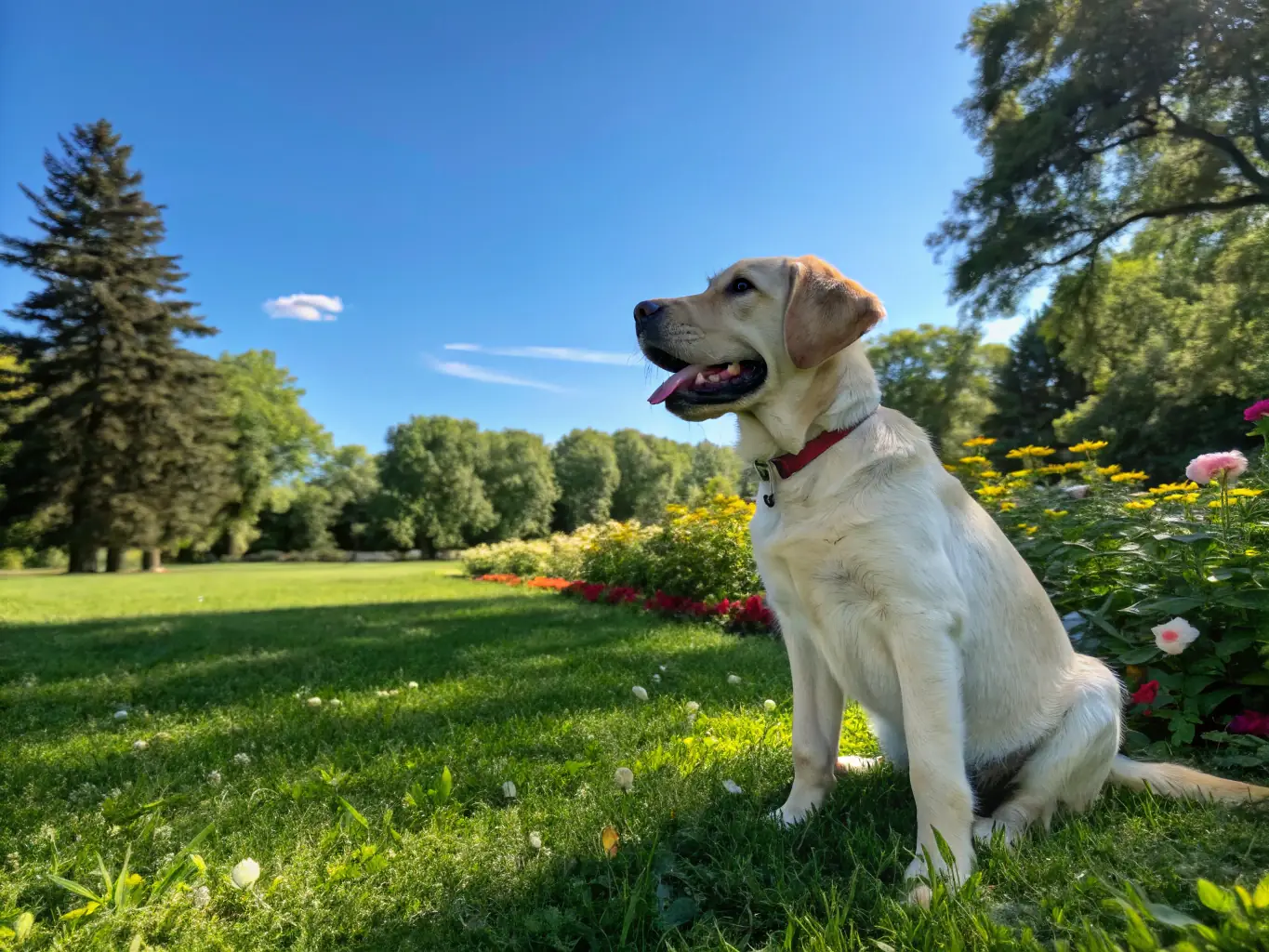 A dog proudly displaying its AKC Canine Good Citizen certificate, showcasing its good manners and social skills in a community setting.
